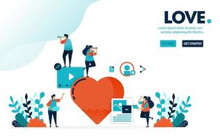 Vector illustration love sign. People like and love content. Creative social media video and image content with lots of love. Designed for landing page, web, banner, mobile, template, flyer, poster