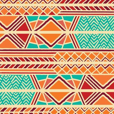 Tribal ethnic colorful bohemian pattern with geometric elements, African mud cloth