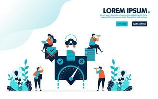 Choice of yes or no on speedometer. Tick and cross to upload documents. Verify of email. Simple tick symbol vector illustration for landing page, web, banner, template, mobile apps, ui, flyer, poster