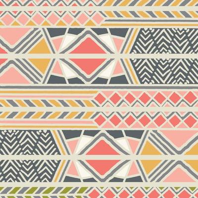 Tribal ethnic colorful bohemian pattern with geometric elements, African mud cloth