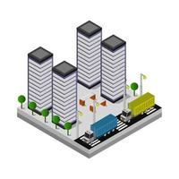 Isometric City Illustrated On White Background vector