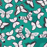 Seamless pattern with hand drawn colorful butterflies vector