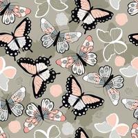 Seamless pattern with hand drawn colorful butterflies vector