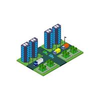 Isometric City Illustrated On White Background vector