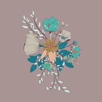 ramo de flores, decoración botánica y floral elemento dibujado a mano vector