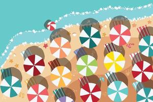 Summer beach in flat design, sea side and beach items vector