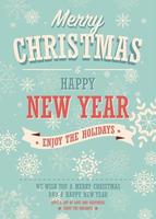 Merry Christmas card on winter background, poster design vector