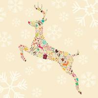 Ornamental Christmas reindeer with snowflakes vector