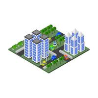 Isometric City Illustrated On White Background vector