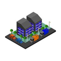 Isometric City Illustrated On White Background vector