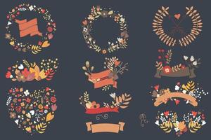 Hand drawn vintage flowers and floral elements for weddings, Valentines day, birthdays and holidays vector