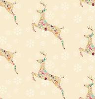 Seamless pattern with ornamental Christmas reindeer with snowflakes
