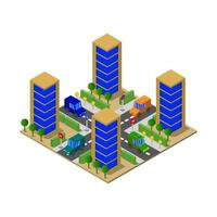 Isometric City Illustrated On White Background vector