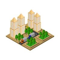 Isometric City Illustrated On White Background vector