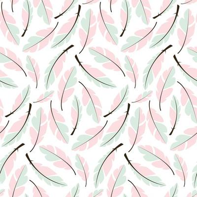 Seamless pattern design with bohemian hand drawn feathers