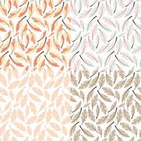 Collection of four seamless pattern designs with bohemian hand drawn feathers vector