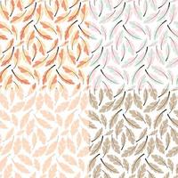 Collection of four seamless pattern designs with bohemian hand drawn feathers vector