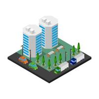 Isometric City Illustrated On White Background vector