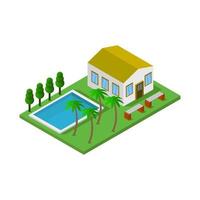 Isometric House Illustrated On White Background vector