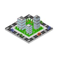 Isometric City Illustrated On White Background vector