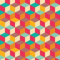 Geometric seamless pattern with colorful squares in retro design vector