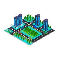 Isometric City Illustrated On White Background vector