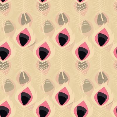 Seamless pattern with boho vintage tribal ethnic colorful vibrant feathers