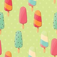 helado de patrones sin fisuras, colorido fondo de verano, deliciosos dulces vector