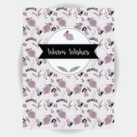 Retro invitation and greeting card design with seamless animal and flower pattern vector