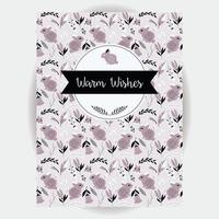 Invitación retro y diseño de tarjetas de felicitación con patrones de flores y animales sin costuras vector