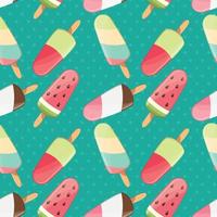 Ice cream seamless pattern, colorful summer background, delicious sweet treats vector