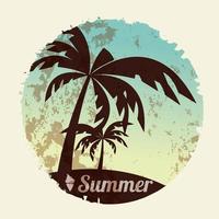 Summer holiday card with palm trees and flip flops vector