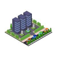 Isometric City Illustrated On White Background vector