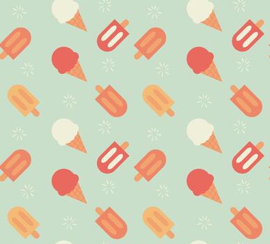 patrón sin costuras con helado dibujado a mano vector