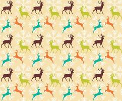 Seamless pattern with reindeers and christmas snowflakes vector