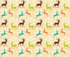 Seamless pattern with reindeers and christmas snowflakes vector