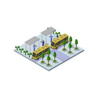 Isometric Bus Stop On White Background vector