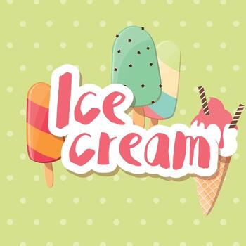Poster design with colorful glossy ice cream vector