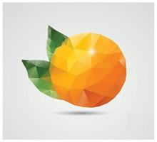 Fruta poligonal geométrica, triángulos, naranja, ilustración vectorial vector