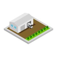 Isometric Garage Illustrated On White Background vector