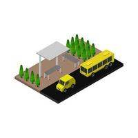 Isometric Bus Stop On White Background vector