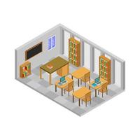 Isometric School Room Illustrated On White Background vector