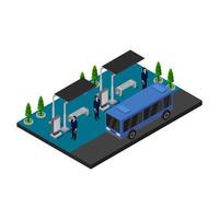 Isometric Bus Stop On White Background vector