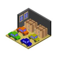 Isometric Garage Illustrated On White Background vector