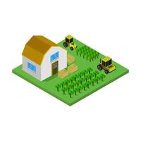 Isometric Farm On White Background vector