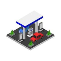 Gas Station Isometric Illustrated On White Background vector