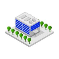 Isometric Building Illustrated On White Background vector