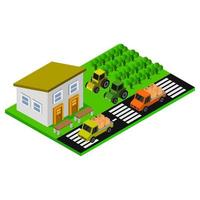 Isometric Farm On White Background vector