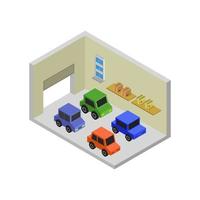 Isometric Garage Illustrated On White Background vector