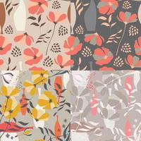 Collection of four vector seamless patterns with floral elements